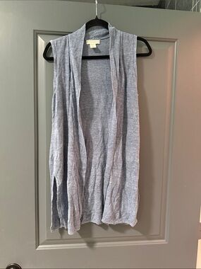 Eileen Fisher Light Blue Sleeveless Open-Front Knit Vest